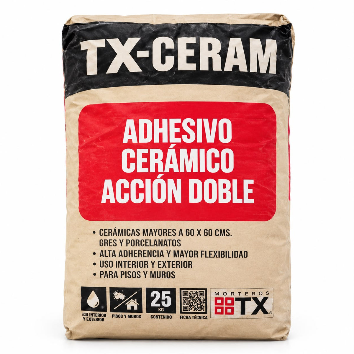Adhesivo Cerámico TX-CERAM Acción Doble 25 kg