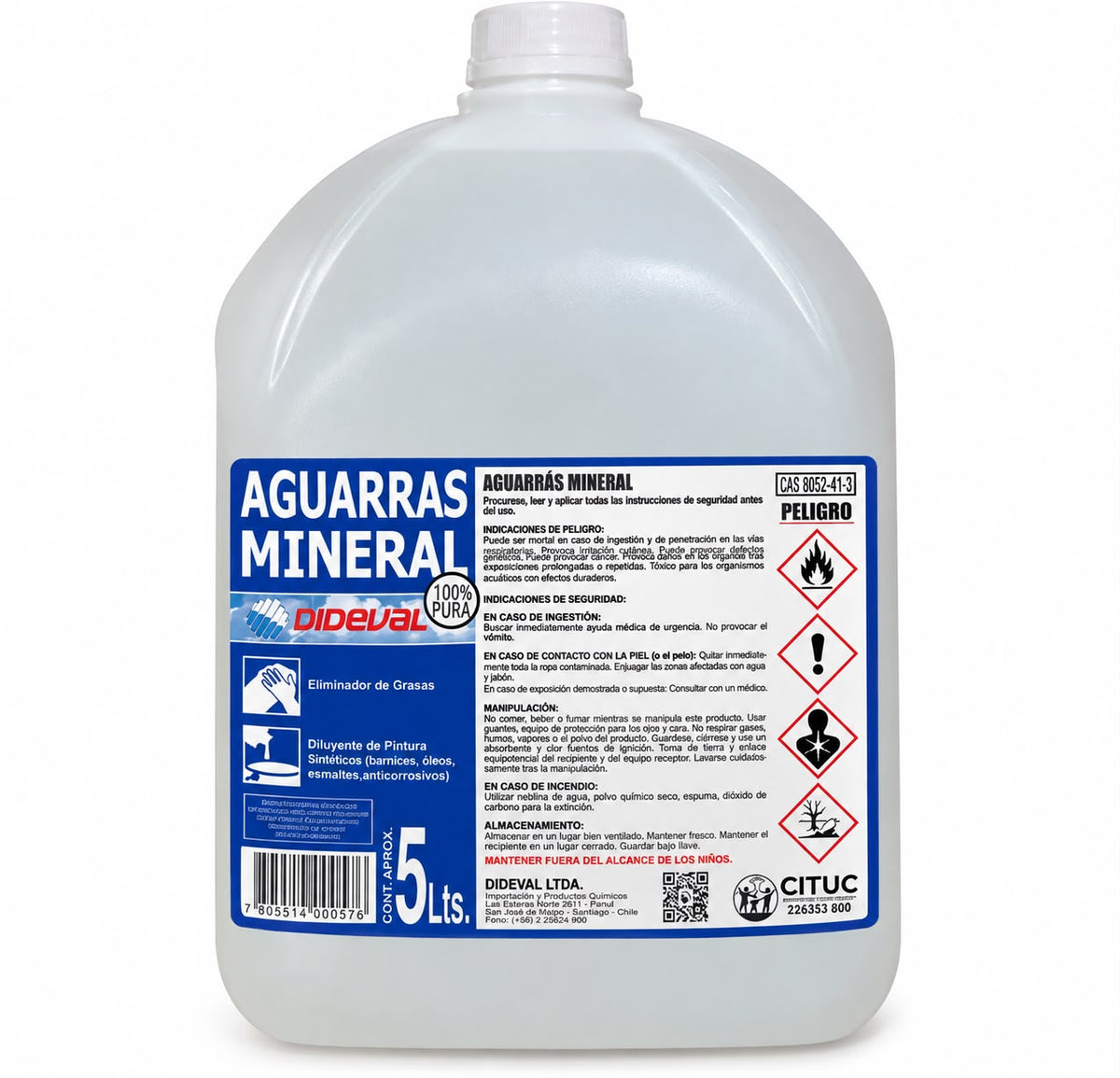 Aguarrás Mineral Dideval 5 L
