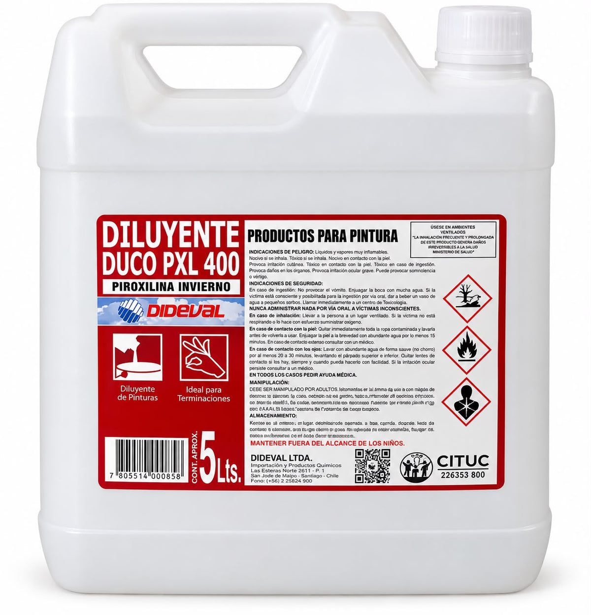 Diluyente Duco PXL 400 Dideval 5 L – Piroxilina Invierno