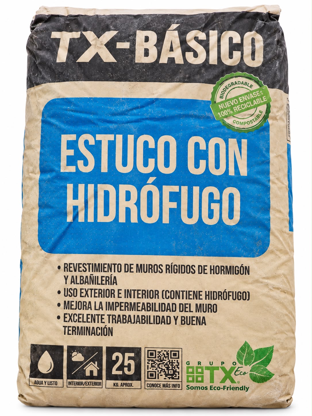 Mortero Estuco Hidrófugo TX-Basico 25 kg