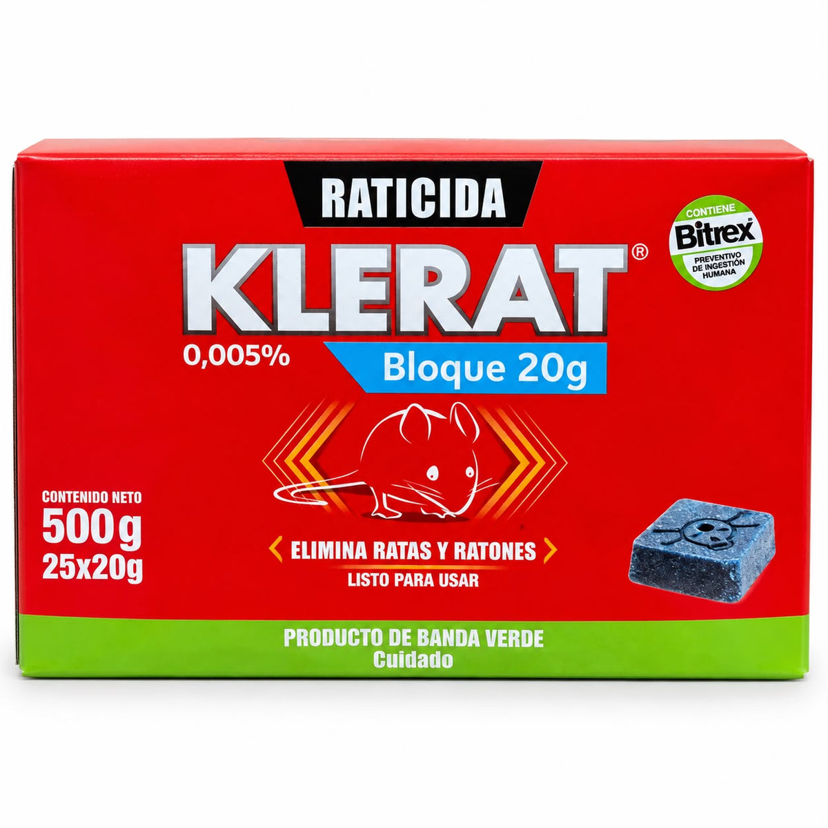 Raticida Klerat Bloque 20 g – Caja 500 g