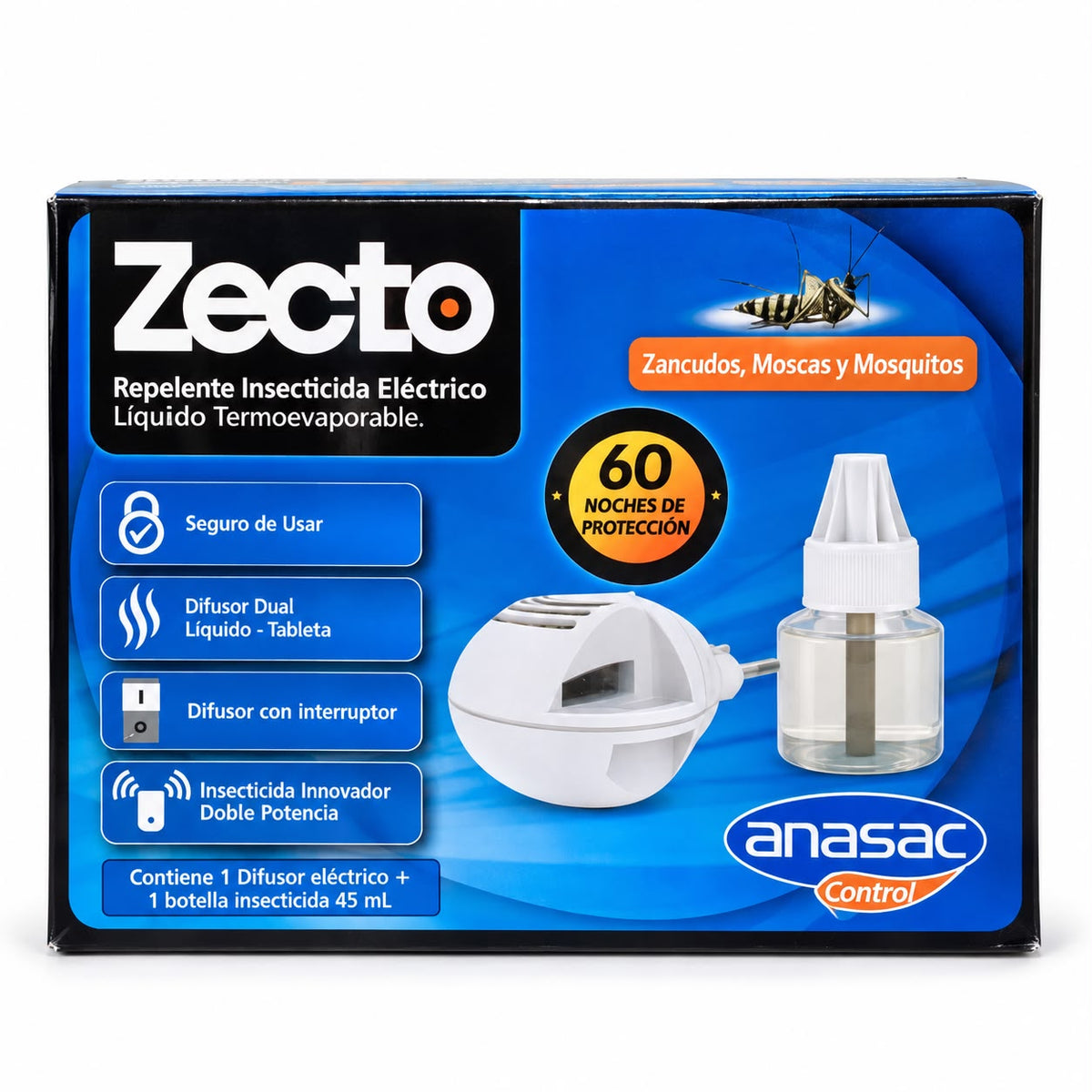Zecto Repelente Eléctrico Líquido Anasac Control 45 ml