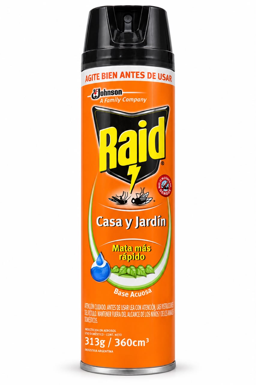 Insecticida Raid Casa y Jardín Base Acuosa 360 cm³