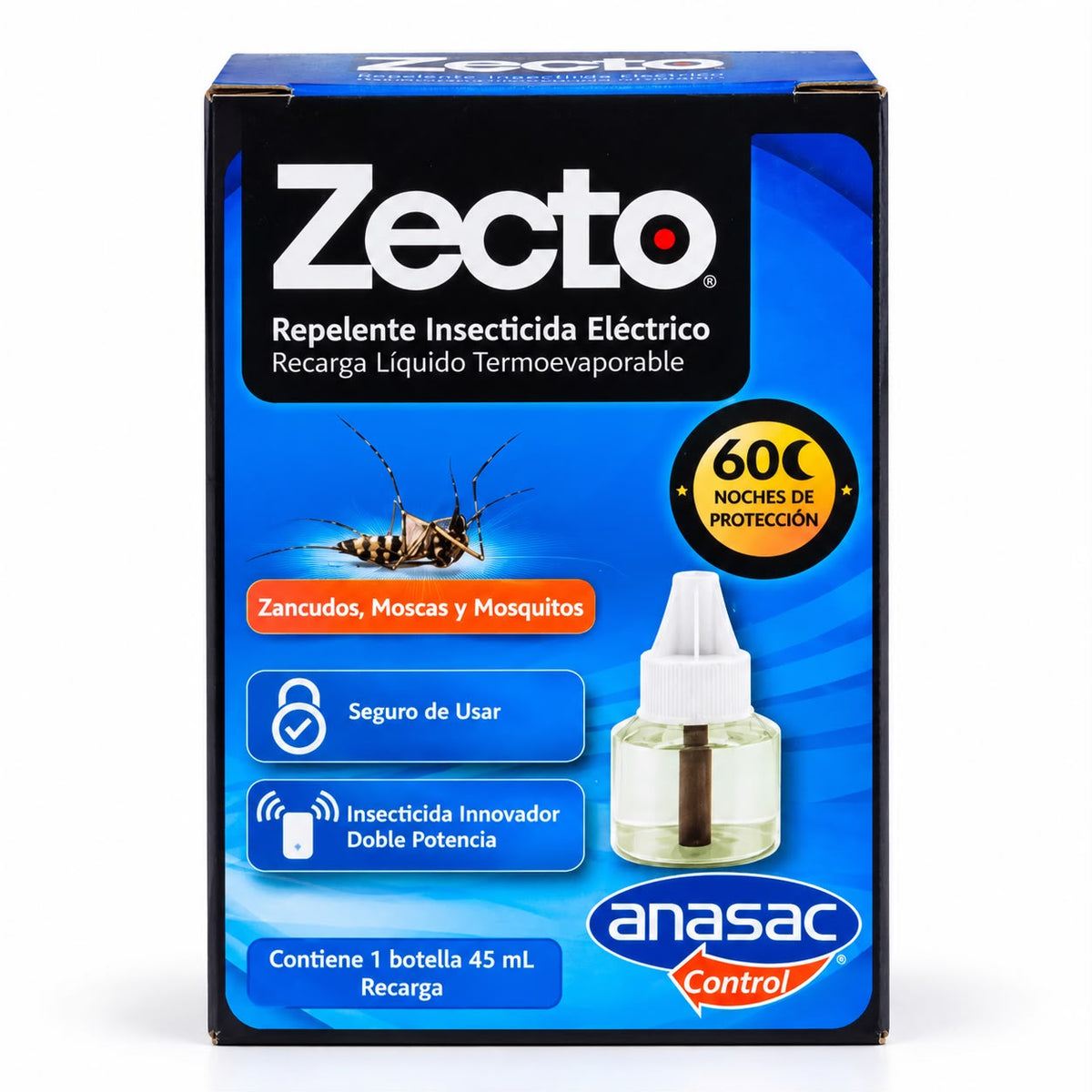 Zecto Recarga Líquida Insecticida Eléctrica Anasac 45 mL